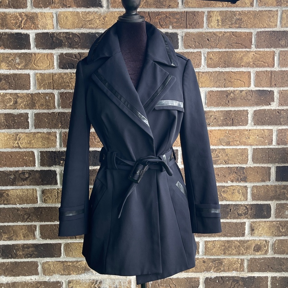 Carlisle Black Trench Coat with Belted Waist - Picture 2 of 15